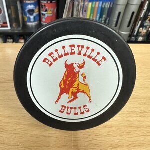 Vintage Belleville Bulls OHL Hockey Puck  Little Caesars InglasCo Made in Canada